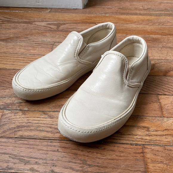Limited Edition Monochrome Leather Vans Slip Ons Size 7 - Picture 1 of 4